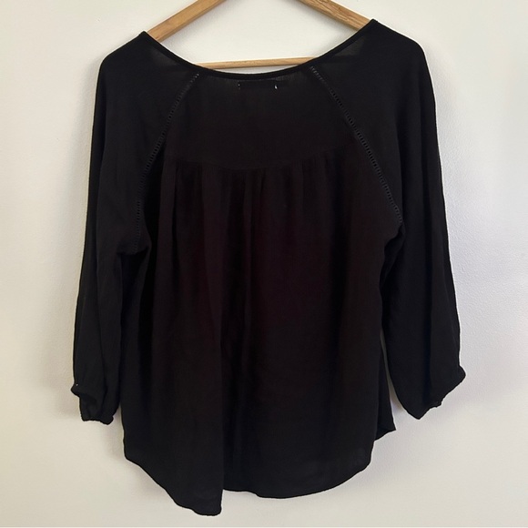 Maurices Black and Pink Embroidered 3/4 Sleeve Blouse - Picture 5 of 5